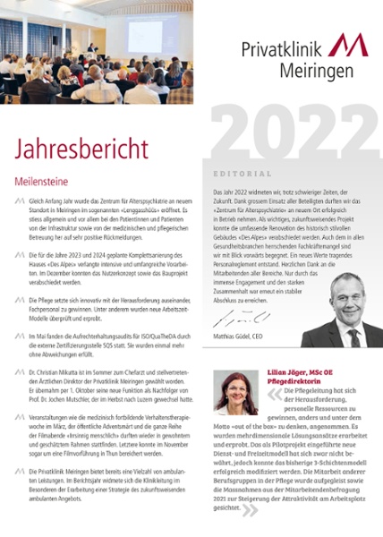 Jahresbericht 2022: Privatklinik Meiringen